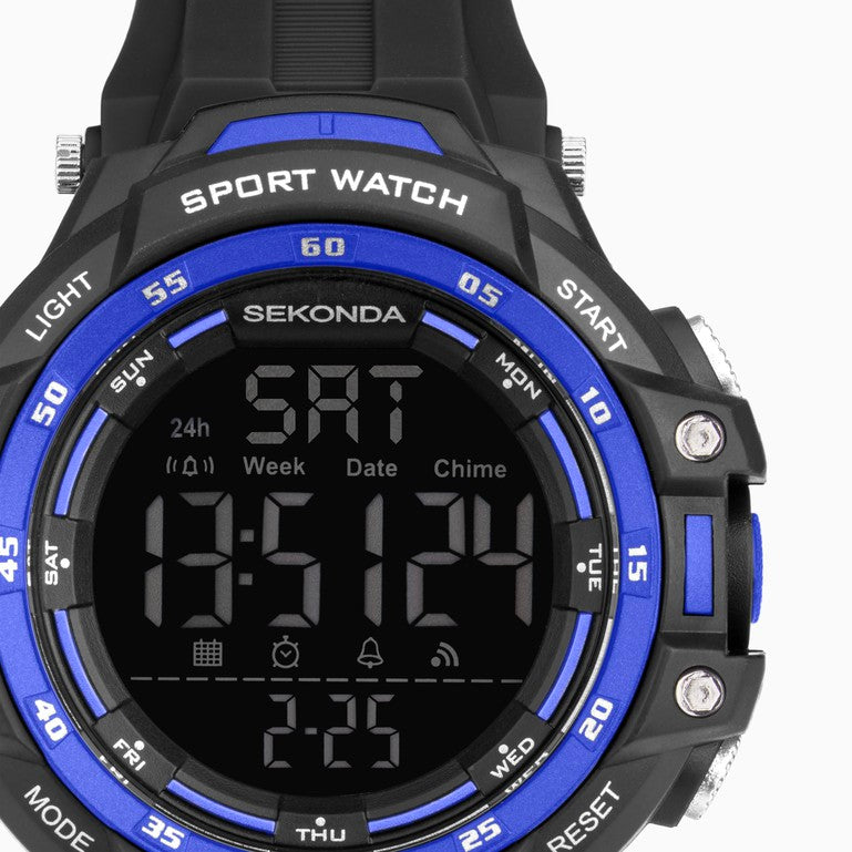 Sekonda Black & Blue Digital Watch